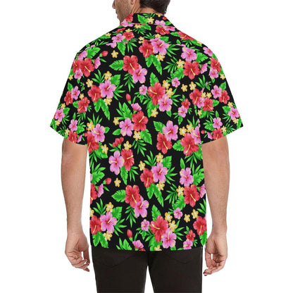 Pink Red Hibiscus Pattern Print Design HB023 Men Hawaiian Shirt-JorJune