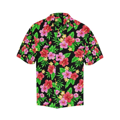 Pink Red Hibiscus Pattern Print Design HB023 Men Hawaiian Shirt-JorJune