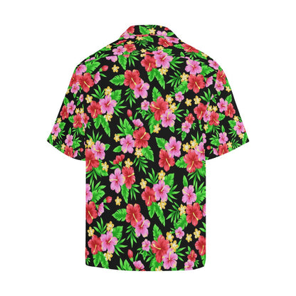 Pink Red Hibiscus Pattern Print Design HB023 Men Hawaiian Shirt-JorJune
