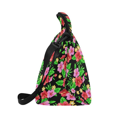 Pink Red Hibiscus Pattern Print Design HB023 Neoprene Lunch Bag-JorJune