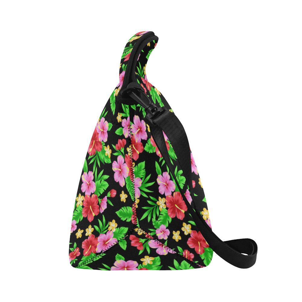 Pink Red Hibiscus Pattern Print Design HB023 Neoprene Lunch Bag-JorJune