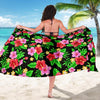 Pink Red Hibiscus Pattern Print Design HB023 Sarong Pareo Wrap-JORJUNE.COM