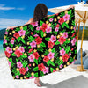 Pink Red Hibiscus Pattern Print Design HB023 Sarong Pareo Wrap-JORJUNE.COM