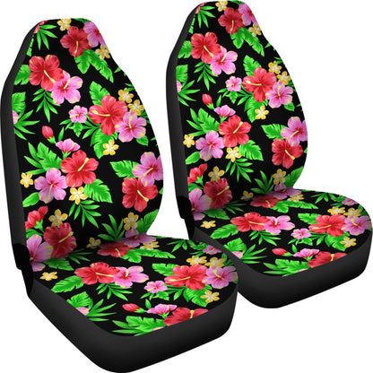 Pink Red Hibiscus Pattern Print Design HB023 Universal Fit Car Seat Covers-JorJune