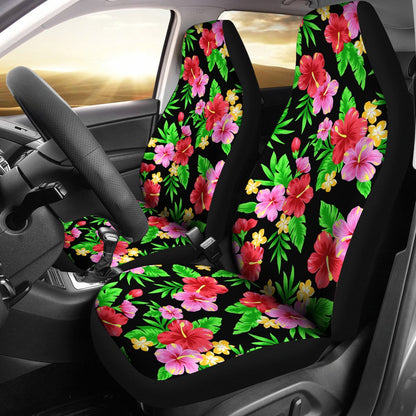 Pink Red Hibiscus Pattern Print Design HB023 Universal Fit Car Seat Covers-JorJune