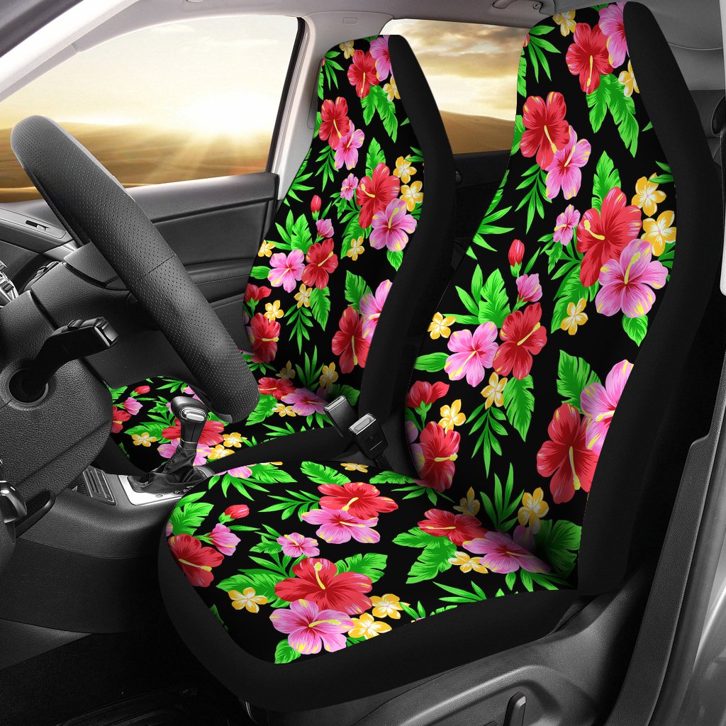 Pink Red Hibiscus Pattern Print Design HB023 Universal Fit Car Seat Covers-JorJune