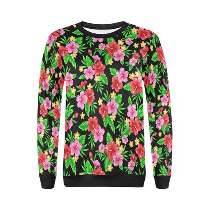 Pink Red Hibiscus Pattern Print Design HB023 Women Long Sleeve Sweatshirt-JorJune