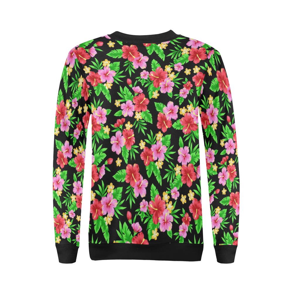 Pink Red Hibiscus Pattern Print Design HB023 Women Long Sleeve Sweatshirt-JorJune