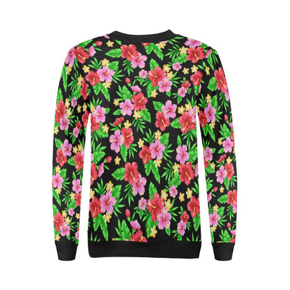 Pink Red Hibiscus Pattern Print Design HB023 Women Long Sleeve Sweatshirt-JorJune