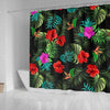 Pink Red Hibiscus Tropical Flowers Shower Curtain