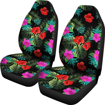 Pink Red Hibiscus Tropical Flowers Universal Fit Car Seat Covers