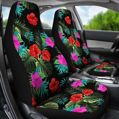 Pink Red Hibiscus Tropical Flowers Universal Fit Car Seat Covers