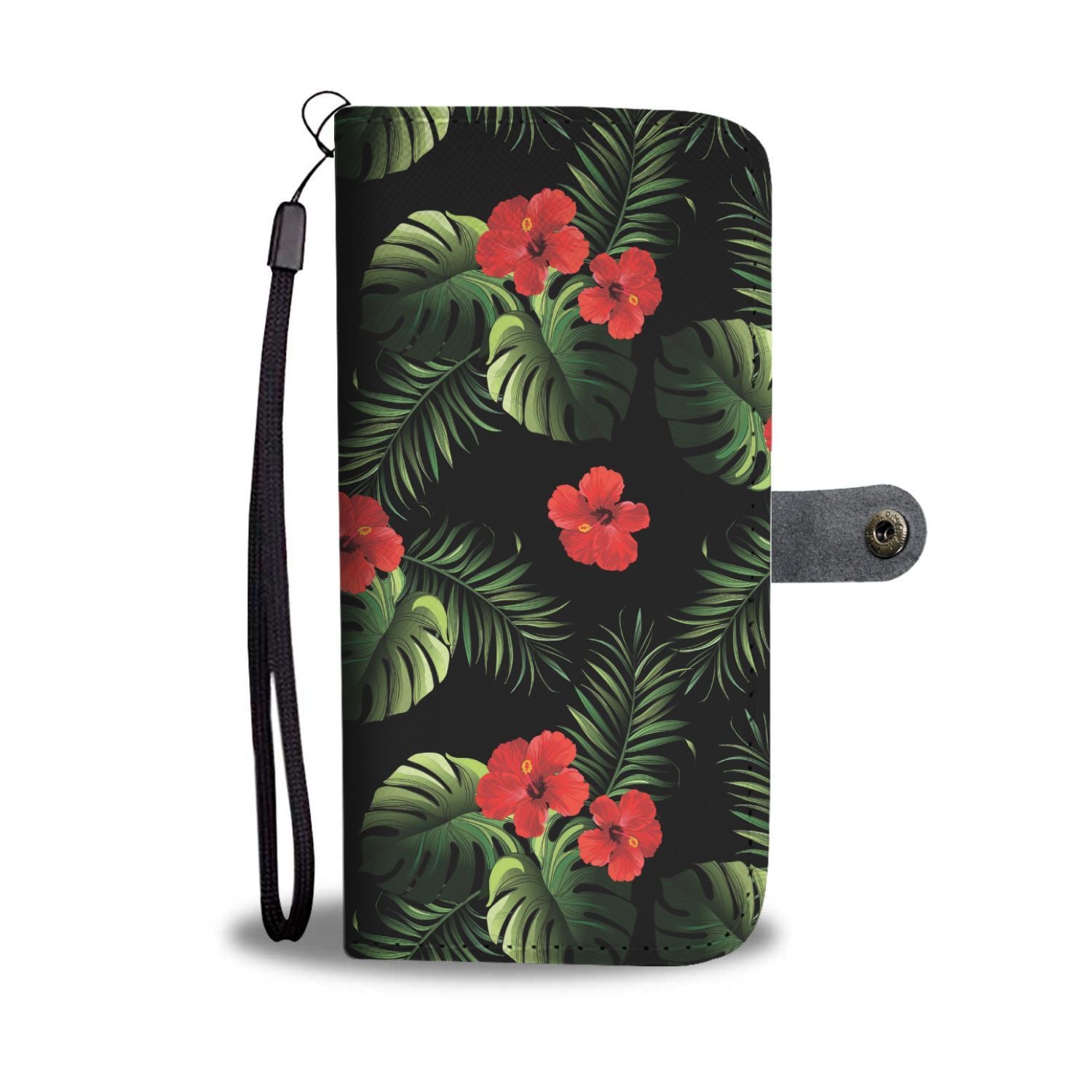 Pink Red Hibiscus Tropical Flowers Wallet Phone Case