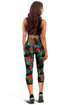 Pink Red Hibiscus Women Capris