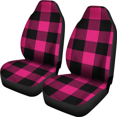 Pink Tartan Plaid Pattern Universal Fit Car Seat Covers-JorJune