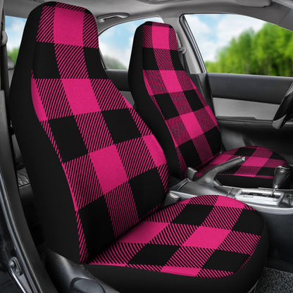 Pink Tartan Plaid Pattern Universal Fit Car Seat Covers-JorJune