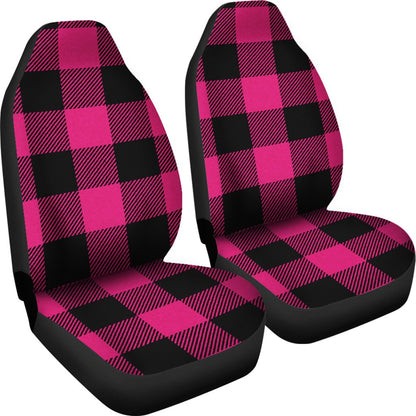 Pink Tartan Plaid Pattern Universal Fit Car Seat Covers-JorJune