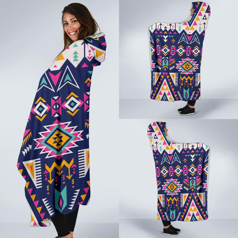 Pink Tribal Aztec native american Hooded Blanket-JORJUNE.COM