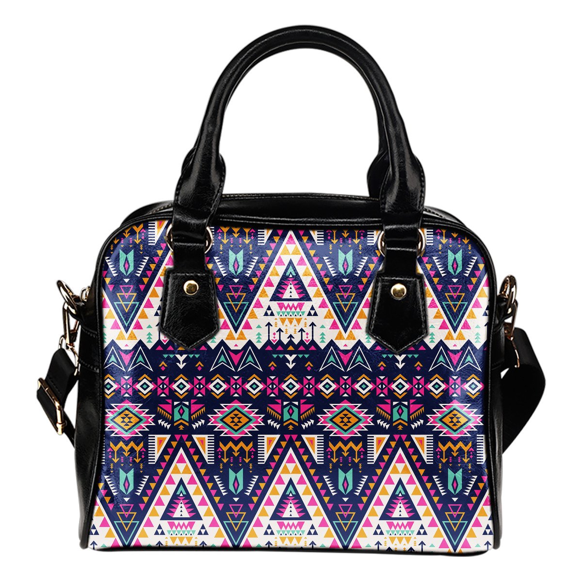 Pink Tribal Aztec native american Leather Shoulder Handbag