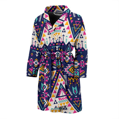 Pink Tribal Aztec Native American Men Bath Robe