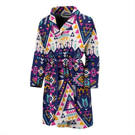 Pink Tribal Aztec Native American Men Bath Robe