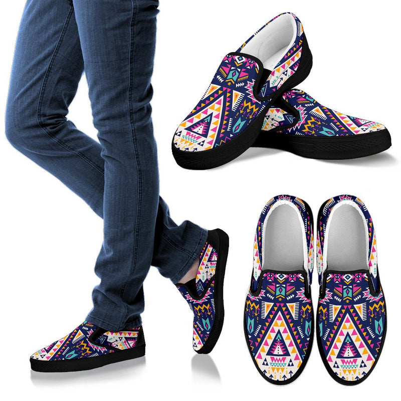 Pink Tribal Aztec Native American Men Slip On Shoes