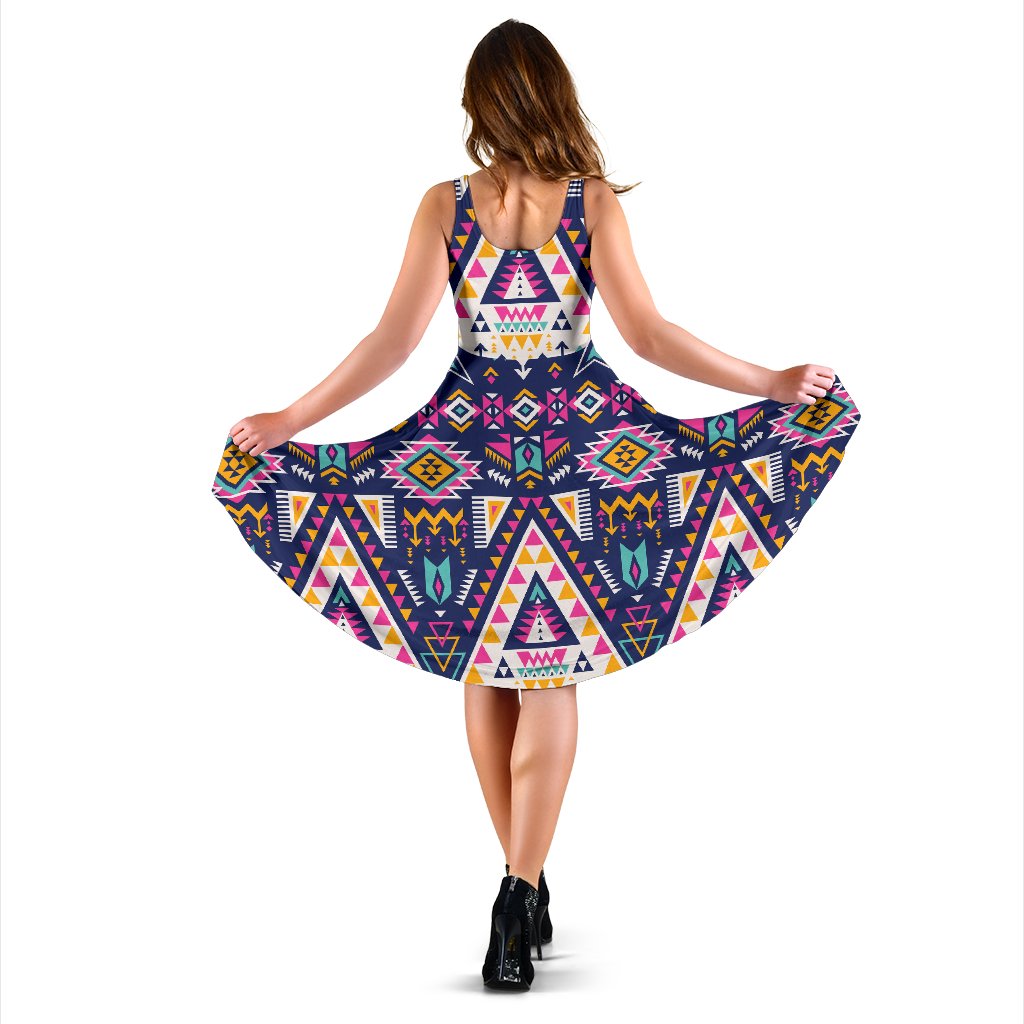 Pink Tribal Aztec Native American Sleeveless Mini Dress