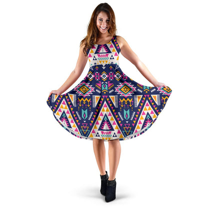 Pink Tribal Aztec Native American Sleeveless Mini Dress