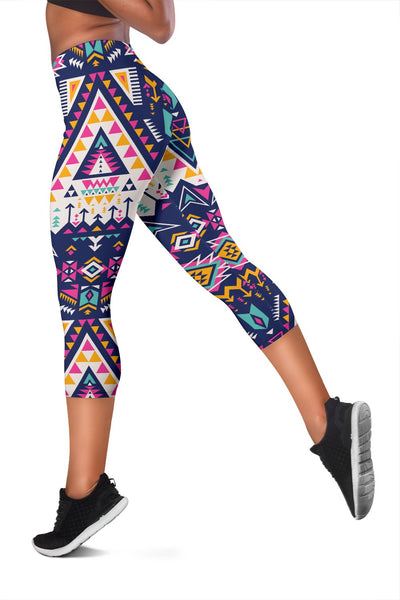 Pink Tribal Aztec Native American Women Capris