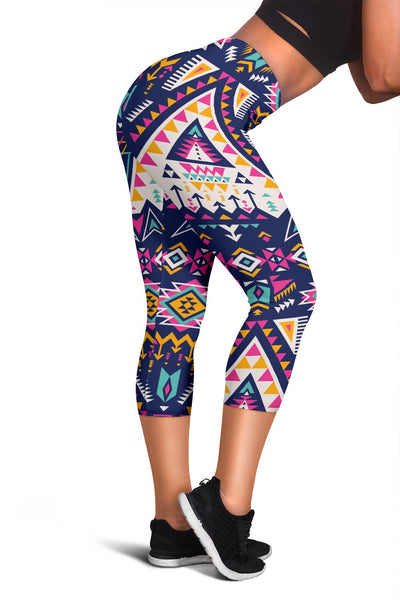 Pink Tribal Aztec Native American Women Capris