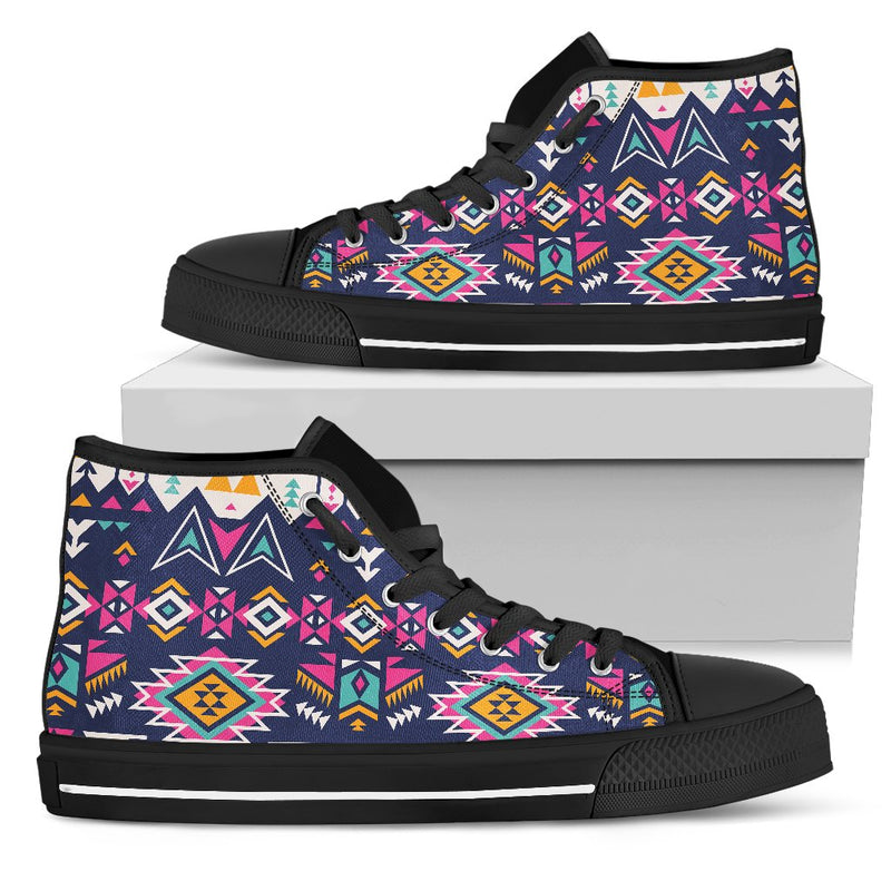 Pink Tribal Aztec Native American Women High Top Shoes