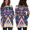 Pink Tribal Aztec Native American Women Hoodie Dress