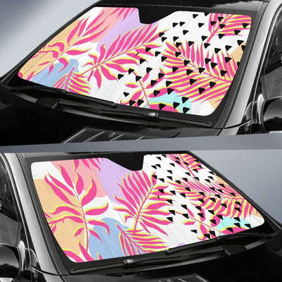 Pink Tropical Palm Leaves Car Sun Shade-JorJune