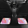 Pink Tropical Palm Leaves Front and Back Car Floor Mats