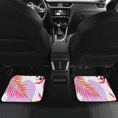 Pink Tropical Palm Leaves Front and Back Car Floor Mats