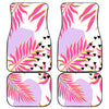 Pink Tropical Palm Leaves Front and Back Car Floor Mats