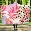 Pink Tropical Palm Leaves Hooded Blanket-JORJUNE.COM