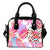 Pink Tropical Palm Leaves Leather Shoulder Handbag