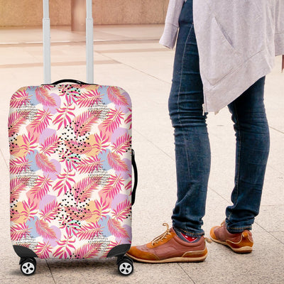 Pink Tropical Palm Leaves Luggage Protective Cover