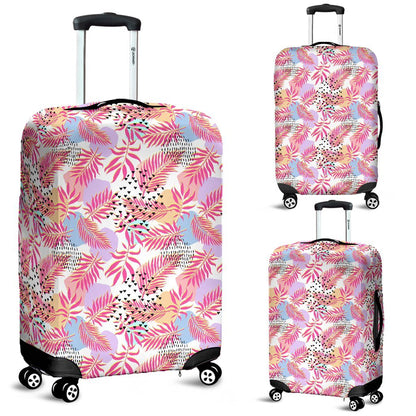 Pink Tropical Palm Leaves Luggage Protective Cover