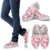 Pink Tropical Palm Leaves Men Canvas Slip On Shoes