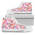Pink Tropical Palm Leaves Men High Top Canvas Shoes