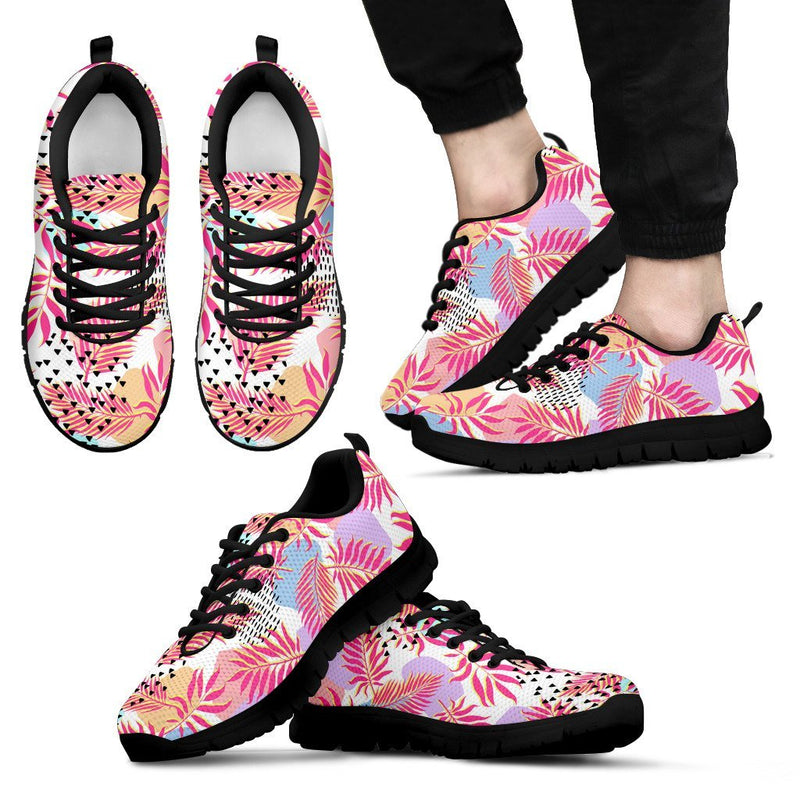 Pink Tropical Palm Leaves Men Sneakers