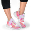 Pink Tropical Palm Leaves Mesh Knit Sneakers Shoes