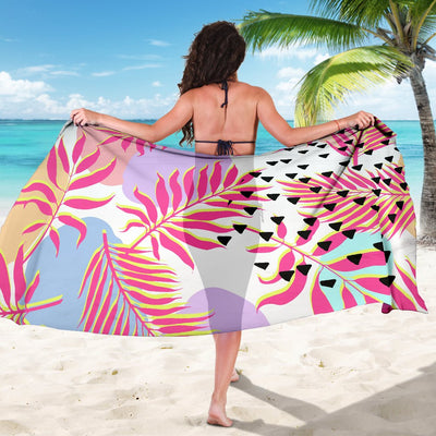 Pink Tropical Palm Leaves Sarong Pareo Wrap