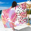 Pink Tropical Palm Leaves Sarong Pareo Wrap