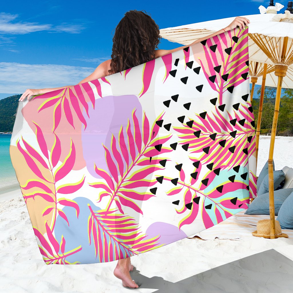 Pink Tropical Palm Leaves Sarong Pareo Wrap