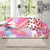 Pink Tropical Palm Leaves Sofa Slipcover-JORJUNE.COM