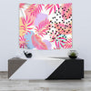 Pink Tropical Palm Leaves Tapestry