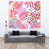 Pink Tropical Palm Leaves Tapestry